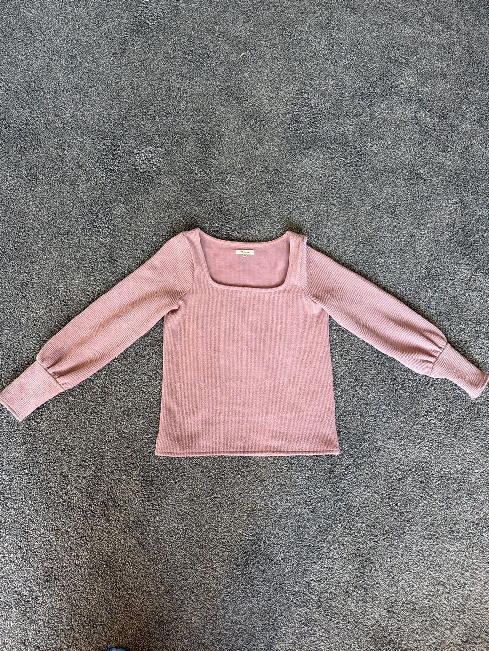 Madewell Square Neck Long Sleeve Top in Dusty Rose